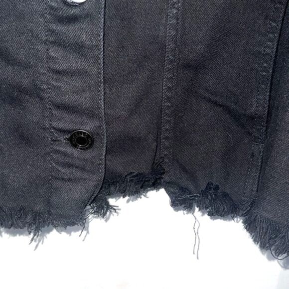 Ms. Cello Womens Black Denim Jacket With Frayed Hem 3X Casual & Stylish - Picture 7 of 11